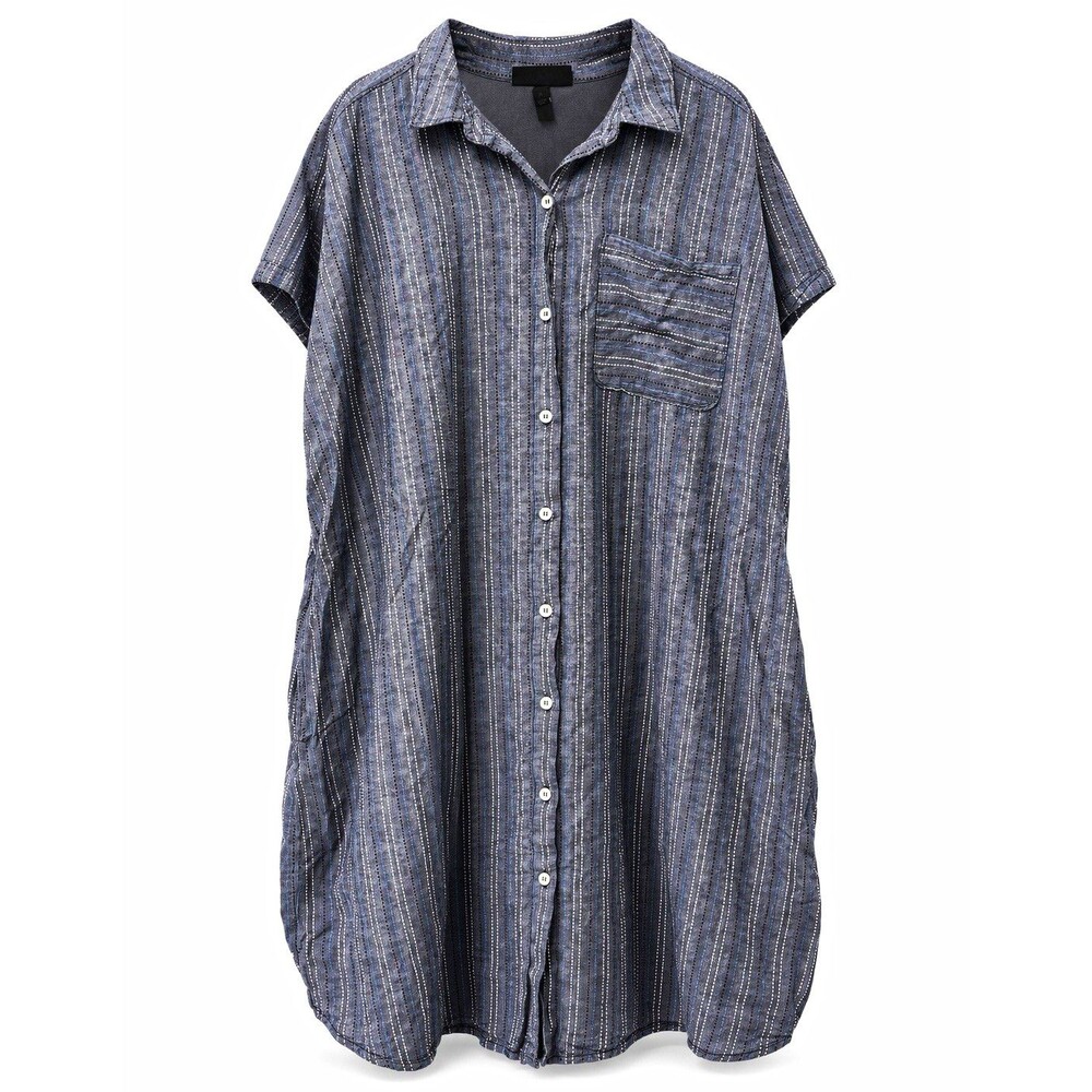 Lane Bryant Plus Size 28 Striped Button Front Shirt Dress With Pockets